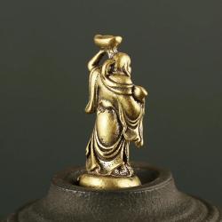 Mini Copper Maitreya Buddha Figurine: Brass Pocket Ornament Decor
