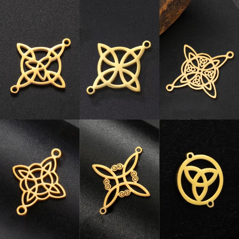 Keltisches Trinitätsknoten-Charm-Set | Wicca-Anhänger aus Edelstahl