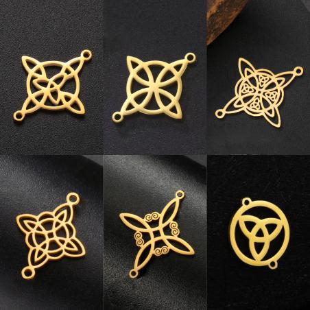 Keltisches Trinitätsknoten-Charm-Set | Wicca-Anhänger aus Edelstahl