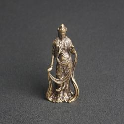 Çin Pirinç Kwan Yin Heykeli - Zarif Koleksiyonluk Buda Figürü