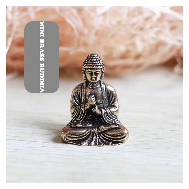 Vintage-Buddha-Statue aus Messing: Mini- und tragbare Dekoration