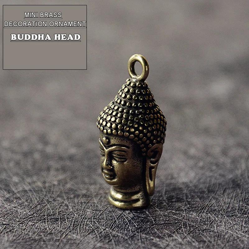 Vintage Brass Buddha Head Keychain: Unique & Compact Decor