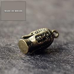 Vintage Brass Buddha Head Keychain: Unique & Compact Decor