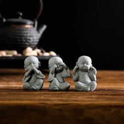 Trio di monaci Buddha in miniatura - Statue Feng Shui e decorazioni per la casa