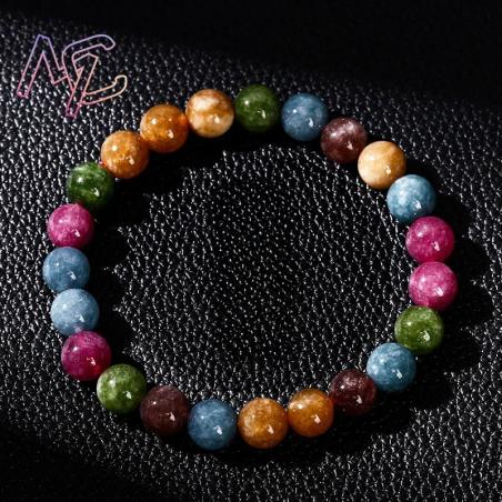 Bracciale in giada e agata naturale | Bracciale portafortuna per donna