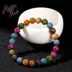 Bracciale in giada e agata naturale | Bracciale portafortuna per donna
