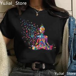Regenbogen-Chakra-Yoga-T-Shirt | Boho-Meditationsshirt für Damen