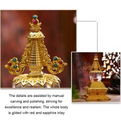 Golden Tibetan Bodhi Pagoda: Buddhist Stupa Ornament & Prayer Holder