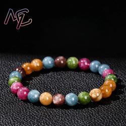 Bracciale in giada e agata naturale | Bracciale portafortuna per donna