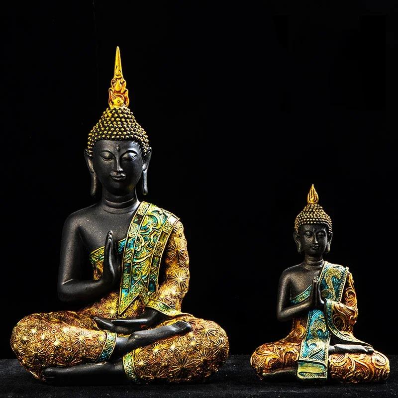 Handbemalte Buddha-Statue aus Sandstein & Dekoration für das Aquarium