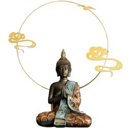 Handbemalte Buddha-Statue aus Sandstein & Dekoration für das Aquarium