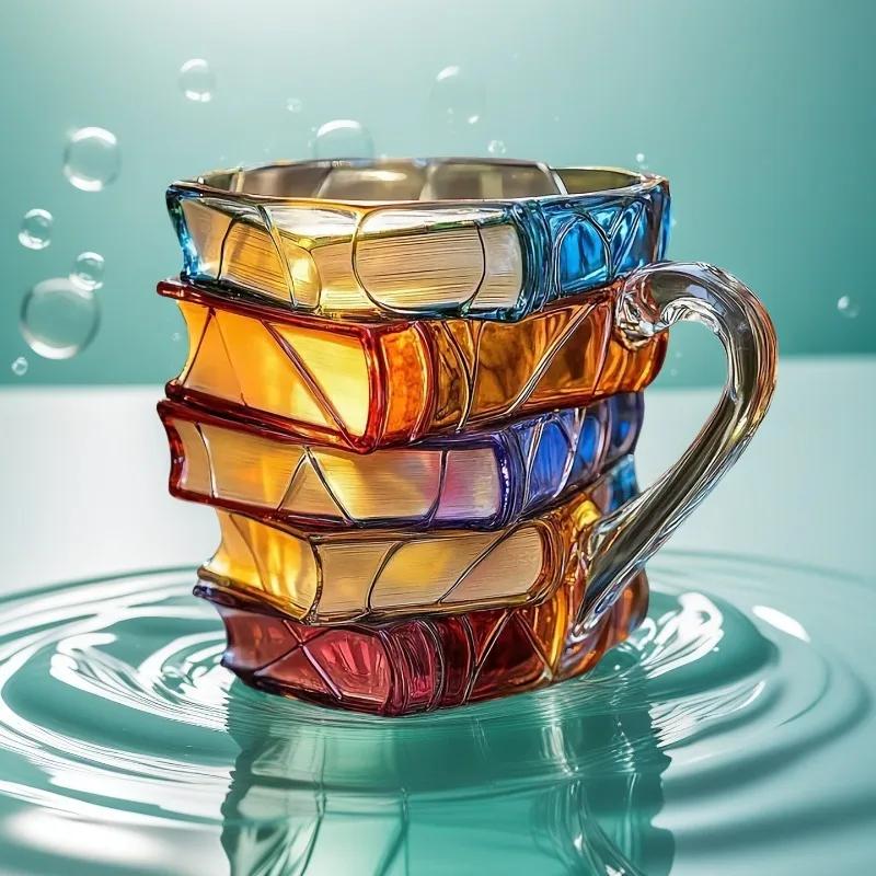 3D Painted Book Mug | Unique Stacked Book Coffee Cups for Readers