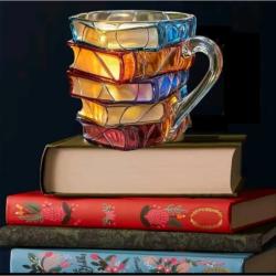 3D Painted Book Mug | Unique Stacked Book Coffee Cups for Readers