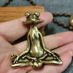 Zen-Froschstatue: Antikes Messing, Räuchergefäß & Dekoration