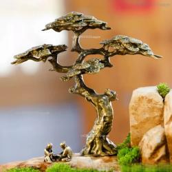 Miniatur-Kiefernbaum-Dekoration: Bonsai-Figur aus Kupfer, Landschaftsstatue