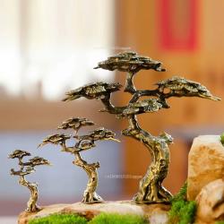 Minyatür Çam Ağacı Dekorasyonu: Bakır Bonsai Figürü, Peyzaj Heykeli