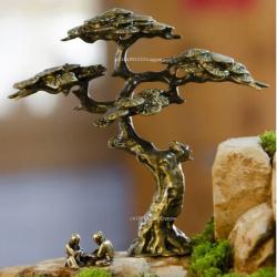 Minyatür Çam Ağacı Dekorasyonu: Bakır Bonsai Figürü, Peyzaj Heykeli
