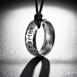 Erkekler için Viking Rune Kolye - Paslanmaz Çelik İskandinav Tılsımı