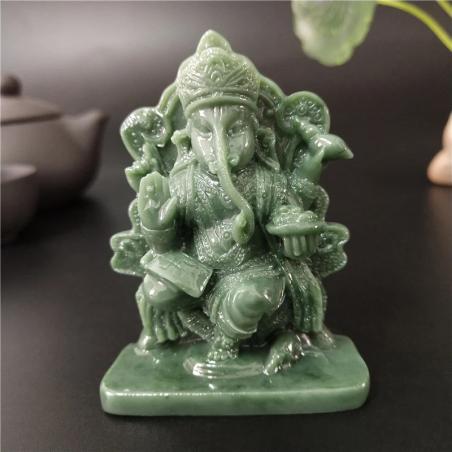 Set aus Jade-Ganesh- und Buddha-Statuen | Dekofiguren für Zuhause