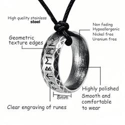 Erkekler için Viking Rune Kolye - Paslanmaz Çelik İskandinav Tılsımı