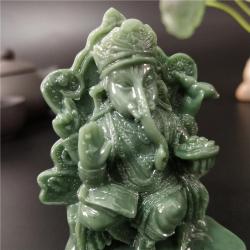 Set aus Jade-Ganesh- und Buddha-Statuen | Dekofiguren für Zuhause