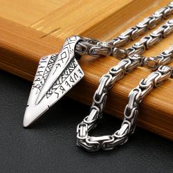 Collana con testa di lancia vichinga | Ciondolo con runa norrena | Uomo e donna