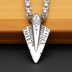 Collana con testa di lancia vichinga | Ciondolo con runa norrena | Uomo e donna