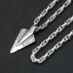 Collana con testa di lancia vichinga | Ciondolo con runa norrena | Uomo e donna