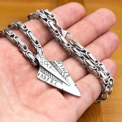 Collana con testa di lancia vichinga | Ciondolo con runa norrena | Uomo e donna
