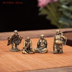 Arhat-Figur aus Messing: Buddhistische Miniatur-Dekoration für Zuhause und Büro