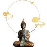 Handgefertigte thailändische Buddha-Statue | Grünes Harz, Meditationsdekoration
