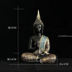 Handgefertigte thailändische Buddha-Statue | Grünes Harz, Meditationsdekoration