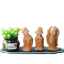 Mini Resin Car Monk Ornaments - Cute Desk Decor & Collectible