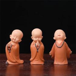 Mini Resin Car Monk Ornaments - Cute Desk Decor & Collectible