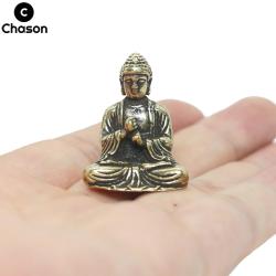 Miniatur-Buddha-Mönch-Figur aus Messing – Dekoration im authentischen Stil