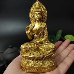 Goldene Buddha-Statue aus Thailand: Wohndekoration & Feng Shui Meditation