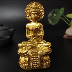 Goldene Buddha-Statue aus Thailand: Wohndekoration & Feng Shui Meditation