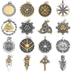 Collana con rune vichinghe: ciondoli di Odino, Vegvisir e Valknut