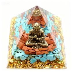 Crystal Organite Pyramid with Buddha & Turquoise for Balance