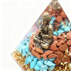 Crystal Organite Pyramid with Buddha & Turquoise for Balance