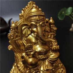 Statue dorée du Seigneur Ganesha - Sculpture en résine artisanale pour la maison...