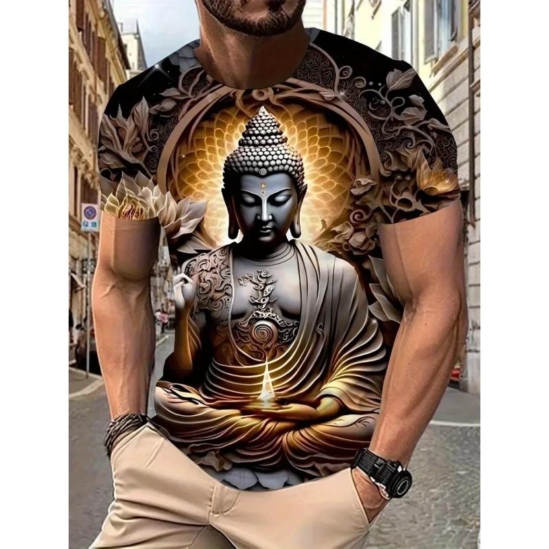 T-shirt con stampa 3D Buddha Shakyamuni | Casual e oversize da uomo