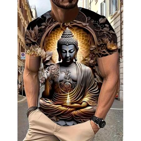 T-shirt con stampa 3D Buddha Shakyamuni | Casual e oversize da uomo