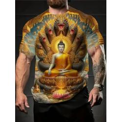 T-shirt con stampa 3D Buddha Shakyamuni | Casual e oversize da uomo
