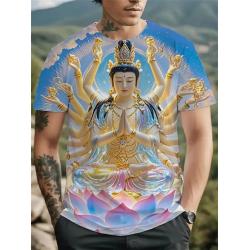 T-shirt con stampa 3D Buddha Shakyamuni | Casual e oversize da uomo