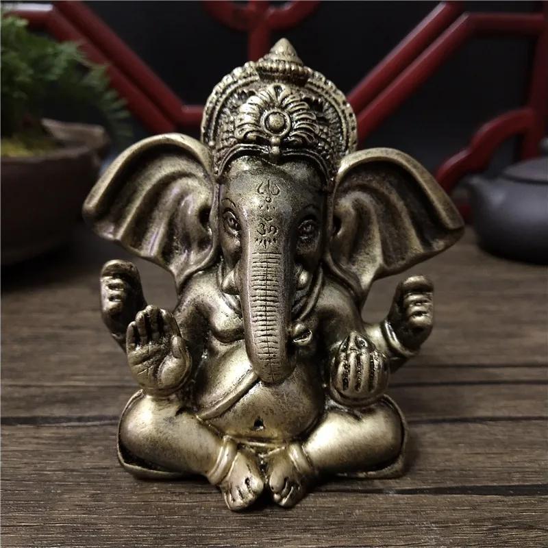 Resin Bronze Ganesha Buddha Statue | Hindu God Ornament Decor