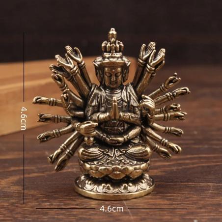 Pirinçten Bin Kollu Guanyin Heykeli | Tibet Budist Dekorasyonu