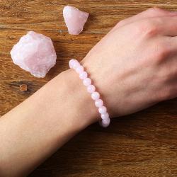 Pembe Gül Kuvars Bileklikler | Doğal Kristal Esnek Bileklik