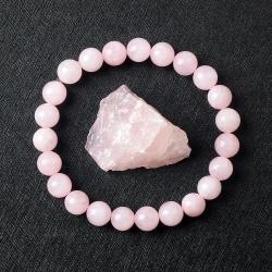 Pembe Gül Kuvars Bileklikler | Doğal Kristal Esnek Bileklik