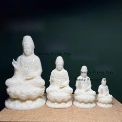 Guanyin-Statue aus Elfenbein: Sitzender Lotus, Feng Shui-Dekor